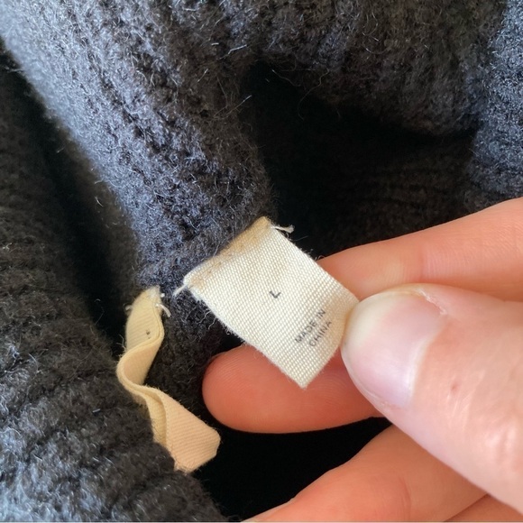 Anthropologie Moth | Black Brenta Cowl Neck Curved Hem Chunky Sweater - Picture 6 of 8